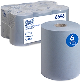  Rollo de papel Scott® Essential Slimroll 6696, 1 capa, 6 rollos de 190 m, total 1140 m, azul 