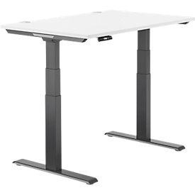 	Schäfer Shop Genius bureau MODENA FLEX, elektrisch in hoogte verstelbaar, rechthoekig, T-poot, B 1200 x D 800 mm, wit/antraciet
