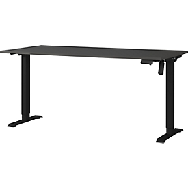 	Schreibtisch Profi 2.0, elektrisch höhenverstellbar, B 1600 x T 800 x H 710 - 1190 mm, graphit/schwarz