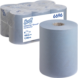  Scott® Rollenpapiertücher Essential Slimroll 6696, 1-lagig, 6 Rollen á 190 m, insgesamt 1140 m, blau 
