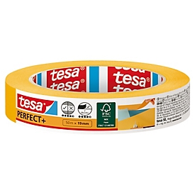  tesa Perfect+ ruban de peintre, 50 m × 19 mm - bords peints nets, résistant à la déchirure, sans résidus, pour l'intérieur