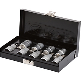1/2" bit-dopsleutelset met inwendige zeskant, kort, 9-delig