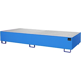 134098 - Stellinglekbak type RW-GR 3300-3, L 3250 x B 1300 mm, met rooster, muisgrijs RAL 7005