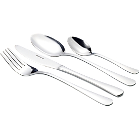 145-piece cutlery set, made of 18/0 stainless steel, contains 36 dinner knives, dinner spoons, dinner forks, coffee spoons and 1 cutlery container.