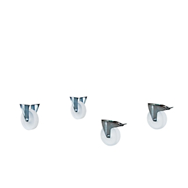 2 steerable and 2 fixed castors