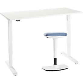 2-tlg. Büromöbel-Set, Home Office Schreibtisch, elektrisch höhenverstellbar, weiß