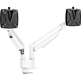 2-voudige monitorarm Novus CLU Duo C, tot 27″, tafelmontage, zwenk-/hoogteverstelbaar, wit