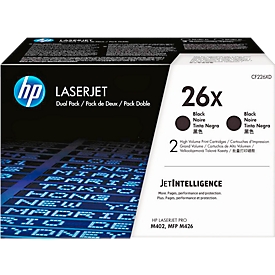 2 x cartouches d'impression Color LaserJet 26X (CF226XD) HP, LOT noir