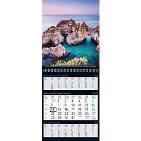 3-Monats-Kalender Reiseträume, 12 Bilder, B 300 x H 790 mm, Werbedruck 270 x 35 mm