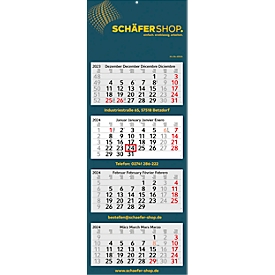 4-Monatsplaner Schäfer Shop Select, Hauptmonat weiß, Datumsschieber, Auffangöse, B 330 x H 900 mm