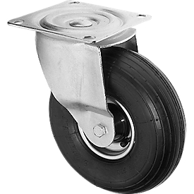 4 roues avec pneumatiques gonflables amortissant les chocs, Ø 200 mm