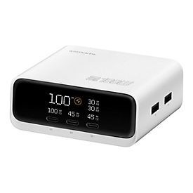 4smarts Ladestation - GaN - 100 Watt - 5 A - QC 5.0, HiSilicon Fast Charging, SCP, AFC, SFCP, Power Delivery 3.0 + PPS - 5 Ausgabeanschlussstellen (3 x USB-C, 2 x USB)