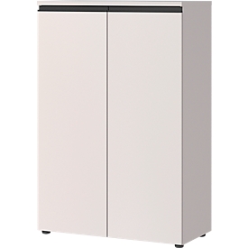 Aalborg filing cabinet, 2 doors, 2 shelves, furniture glides, melamine resin-coated, W 810 x D 400 x H 1200 mm, cashmere