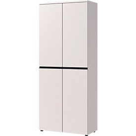 Aalborg filing cabinet, 2 doors, 4 shelves, glides, melamine-coated chipboard, W 810 x D 400 x H 1970 mm, cashmere