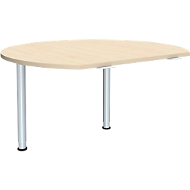 Aanbouwtafel ALICANTE, 2 steunpoten, B 1200 x D 1047 mm, met 2 steunpoten, in hoogte verstelbaar, esdoornpatroon