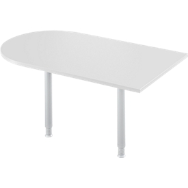 Aanbouwtafel, boogvorm, B 1400 x D 800 mm, lichtgrijs/blank aluminium
