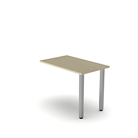 Aanbouwtafel NEVADA, vierkant buisonderstel, B 1000 x D 600 x H 740 mm, esdoorn decor/alus zilver