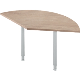 Aanschuiftafel, 135°, B 800 x D 800 mm, eiken/wit aluminium