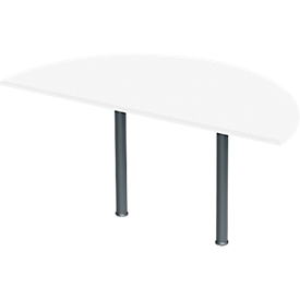 Aanschuiftafel, halve cirkel, Ø 1600 mm, wit/antraciet