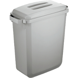 Abfallbehälter Durable DURABIN ECO, 60 L, mit Deckel, 2 Tragegriffe, B 590 x T 282 x H 600 mm, recycelter Kunststoff in Qualität Blauer Engel, grau