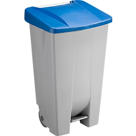 Abfalleimer Sunware Basic, 120 l, mit Fuss-Pedal & Rädern, Klappdeckel blau