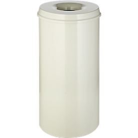 Abfallsammler, für den Innenbereich, Volumen 50 l, selbstlöschender Deckel, Ø 335 x H 625 mm, Stahl pulverbeschichtet, weiß/weiß