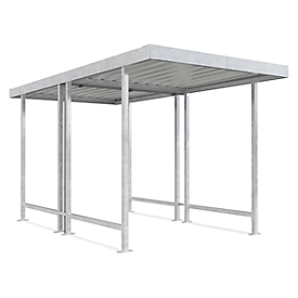 Abri extérieur Leipzig, utilisable des deux côtés, unité de base, l. 2250 mm, galvanisé