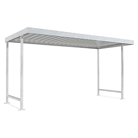 Abri extérieur modèle Leipzig, utilisable d'un côté, unité de base, P 2200 mm, l. 4300 mm, galvanisé
