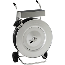 Abrollwagen, für PET-& PP Kunststoffbänder mit Kern-Ø 406 mm & Breite bis 19 mm, mit Trommelbremse, L 400 x B 650 x H 970 mm, vollverzinkt