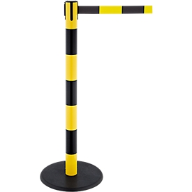 Absperrpfosten RS-Guidesystems GLAG 28, Gurtauszug 2300 mm, gelb-schwarz/ gelb-schwarz
