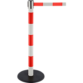Absperrpfosten RS-Guidesystems GLAG 28, Gurtauszug 2300 mm, weiß-rot/weiß-rot