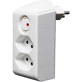 Abzweigstecker brennenstuhl® cleverLINE, 2-fach, um 300° drehbar, mit beleuchtetem Schalter, ohne Aufhänger, IP20, Kunststoff, weiss