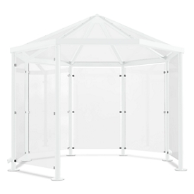 Achteck-Raucherpavillon Modell Paris (o. Seitenwände), verkehrsweiß RAL 9016