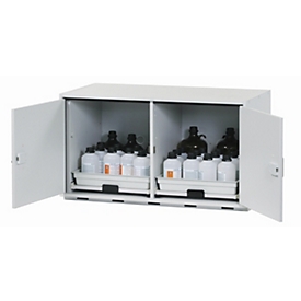 Acid and alkaline base cabinet asecos SL-CLASSIC-UB, hinged doors, front light grey, W 1100 x D 570 x H 600 mm