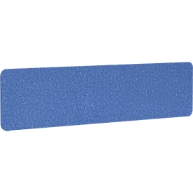 Acoustic desk partition AKUSTIX Vario, sound absorption class B, thickness 18 mm, without clamps, W 1600 x H 400 mm, PET felt, blue