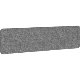 Acoustic desk partition AKUSTIX Vario, sound absorption class B, thickness 18 mm, without clamps, W 1600 x H 400 mm, PET felt, gray