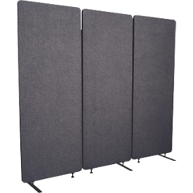Acoustic room divider Luxor, 3 panels, with feet, approx. 19 kg, overall dimensions W 1830 x D 35 x H 1680 mm, recycled materials, slate gray