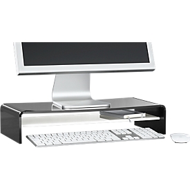 Acryl-mediadrager U-vorm met legbord, 500 x 230 x 100 mm, zwart/wit