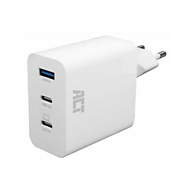 ACT Netzteil - 65 Watt - 3.25 A - Power Delivery 3.0 + PPS, QC 4.0+, QC 3.0, GaNFast - 3 Ausgabeanschlussstellen (USB Typ A, 2 x USB-C)