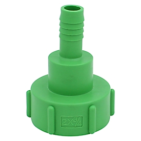 Adaptador IBC, para depósitos IBC con racor de salida de 2", rosca gruesa, Ø 55-62 mm, boquilla de manguera de 0,75
