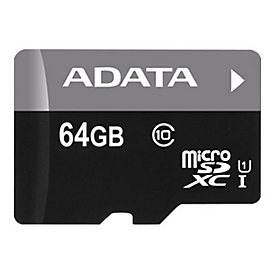 ADATA Premier - Flash-Speicherkarte (microSDXC-an-SD-Adapter inbegriffen) - 64 GB - UHS Class 1 / Class10 - microSDXC UHS-I - für Einzelhandelskunden