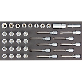 ADB Innensechskant/Innensechsrund-Set, 1/2" Antrieb, 36-teilig, Chrom-Vanadium, inkl. Schaumstoffeinlage, L 400 x B 190 x H 35 mm