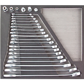 ADB steeksleutelset, 25-delig, SW 6-32 mm, chroom vanadium, incl. schuimrubberen inzet, L 400 x B 380 x H 35 mm
