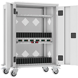 ADB tablet trolley, for 32 tablets and 1 notebook, power supply, ventilated, W 730 x D 440 x H 1050 mm, light gray RAL 7035