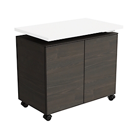 Add-on container SOLUS PLAY, mobile, 2 hinged doors, W 800 x D 500 x H 720 - 1080 mm, bog oak