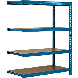 add-on module, Assembled heavy-duty shelving unit, 4 shelves, H 2000 x W 1525 x D 800 mm