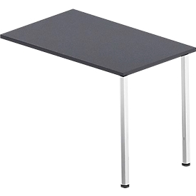 Add-on table BEXXSTAR, square tube base, rectangular, W 1000 x D 600 x H 740 mm, black