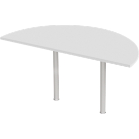 Add-on table, semicircle, Ø 1600 mm, light gray
