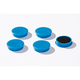adhesive magnets, Ø 30 mm, adhesive force approx. 700 g, 5 pieces, blue