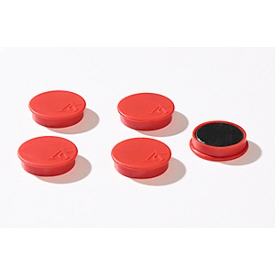 adhesive magnets, Ø 30 mm, adhesive force approx. 700 g, 5 pieces, red